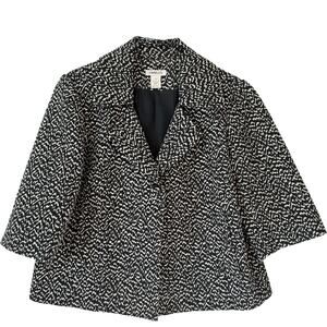 Vintage Women's Double-Breasted Blazer Swing Jacket by Harold's Black/Beige 12